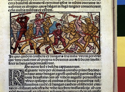 MAGIARS Combat of: Kuvitus kirjasta "Unkarin kronikka". tekijältä Hungarian School