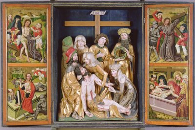 Passion Altar, Janosret, 1480-90 (maalattu ja kullattu puu) tekijältä Hungarian School