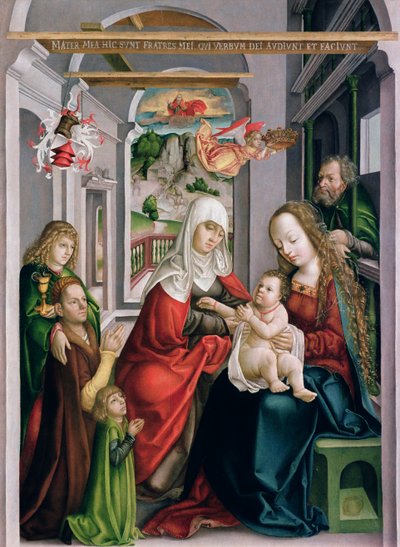 Pyhä Anna Neitsyen ja Lapsen kanssa, Eperjes, n. 1520 (tempera mäntypuulla) tekijältä Hungarian School