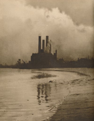 "Chelsea Chimneys: Voimalaitos Old Cremorne Gardensin paikalla", vuodelta 1935. tekijältä Huson