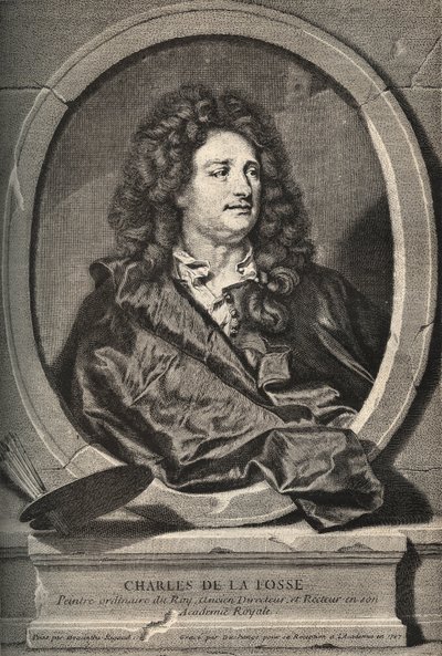 Ranskalaisen taidemaalarin Charles de La Fossen (1636-1716) muotokuva - Dumchangen kaiverrus H. Rigaud tekijältä Hyacinthe (after) Rigaud