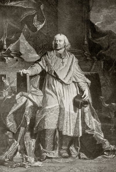 Jacques Benigne Bossuet, kaiverrus Pierre Imbert Drevet, Alfred Whitmanin teoksesta "The Print-Collector