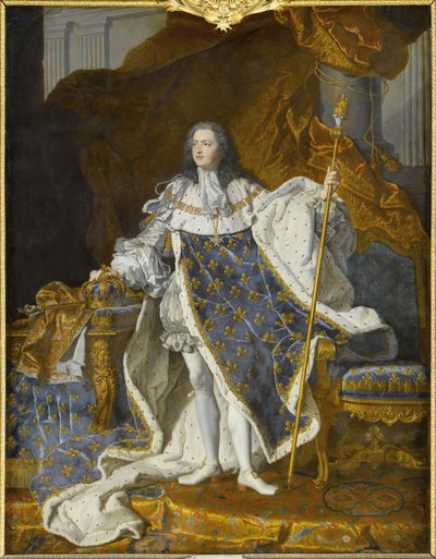 Ludvig XV:n muotokuva hänen kuninkaallisasussaan tekijältä Hyacinthe François Honoré Rigaud