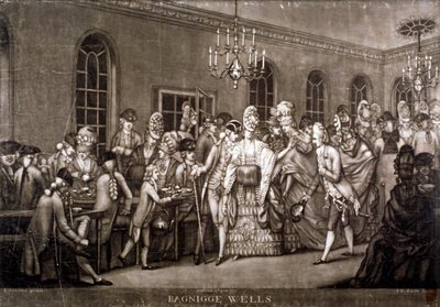 Näkymä tungosta huoneesta Bagnigge Wellsissä, Lontoossa, 1772. tekijältä IR Smith
