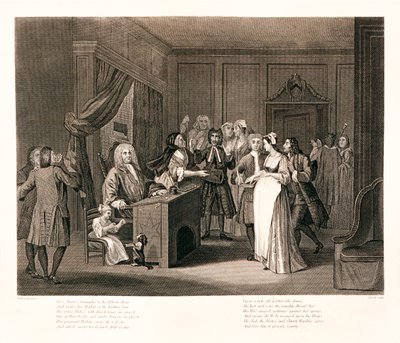 Nainen vannomassa lasta, 1700-luku tekijältä I Cook