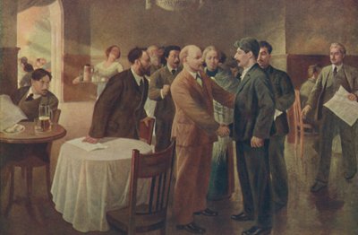"Leninin ja Stalinin ensimmäinen tapaaminen, Tammerfors Suomi, joulukuu 1905", 1939. tekijältä I Vepkhvadze