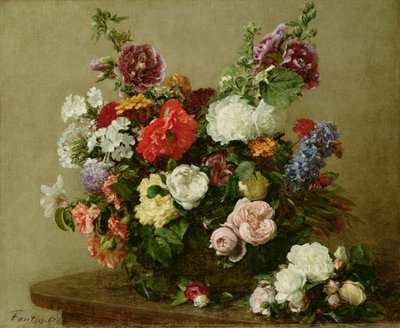 Ranskalaiset ruusut ja pionit, 1881 tekijältä Ignace Henri Jean Fantin-Latour
