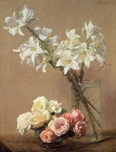 Liljat maljakossa, 1888 tekijältä Ignace Henri Jean Fantin Latour