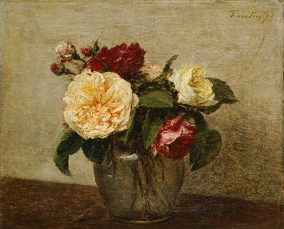 Punaiset ja keltaiset ruusut, 1879 tekijältä Ignace Henri Jean Fantin-Latour