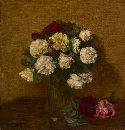 Ruusuja maljakossa, 1878. tekijältä Ignace Henri Jean Fantin Latour