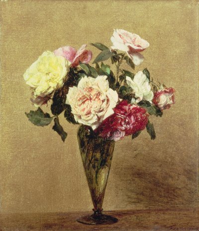 Ruusuja maljakossa, 1892 tekijältä Ignace Henri Jean Fantin Latour