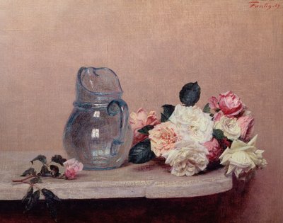 Asetelma ruusujen kanssa, 1889 tekijältä Ignace Henri Jean Fantin Latour