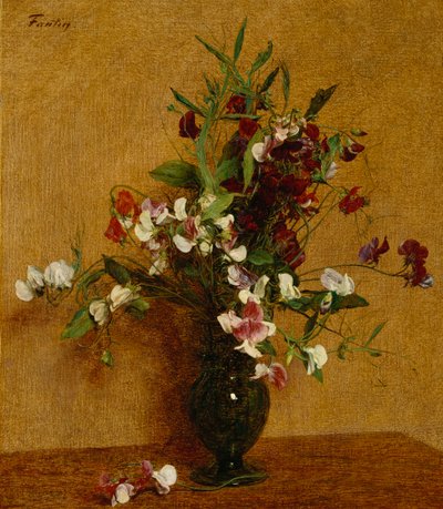 Makeat herneet; Sweet Peas, 1888 tekijältä Ignace Henri Jean Fantin-Latour