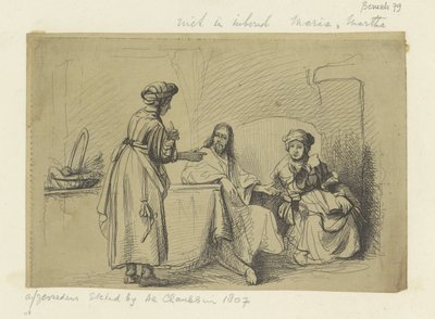 Christus bij Maria hahmona Martha Kokoelma kahdeksankymmentäviisi alkuperäistä vedosta (sarjan nimi) tekijältä Ignace Joseph de Claussin (possibly)