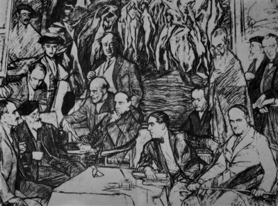 MIS AMIGOS – 1920/36 – DIBUJO – CARBON / OLEO / LIENZO – 234X292 CM tekijältä Ignacio Zuloaga y Zabaleta