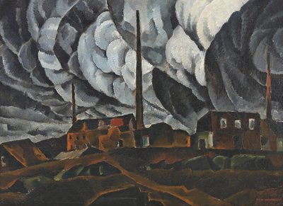 Maisema tehdasrakennuksella, 1920-luvun alku. tekijältä Ignati Ignatyevich Nivinsky