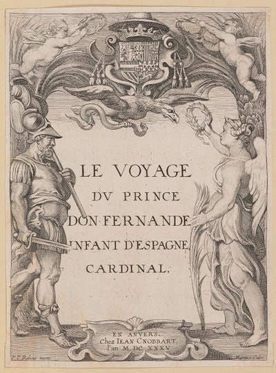 Le Voyage Dv:n nimisivu Prinssi Don Fernande Espanjan vauva, kardinaali tekijältä Ignatius Cornelis Marinus after Sir Peter Paul Rubens