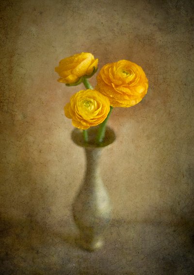 Kultainen ranunculus-maljakko tekijältä Igor Tokarev