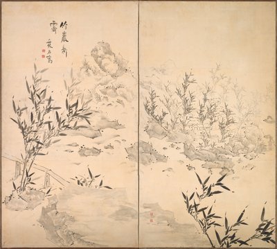 Bambu hienolla säällä sateen jälkeen, 1700-luvun puoliväli. tekijältä Taiga Ike