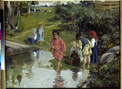 Lasten kalastus par Pryanishnikov, Illarion Mikhailovich (1840-1894) tekijältä Illarion Mikhailovich Pryanishnikov