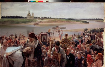 Pääsiäiskulkue. Illarion Mikhailovich Prjanišnikovin (1840-1894) maalaus öljy kankaalle tekijältä Illarion Mikhailovich Pryanishnikov