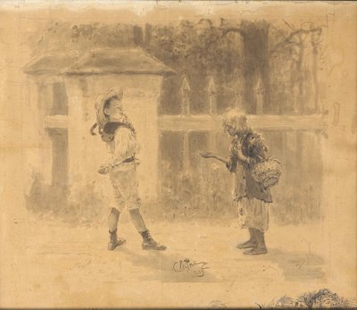 Tyttö kerjäämässä, 1889 tekijältä Ilya Efimovich Repin