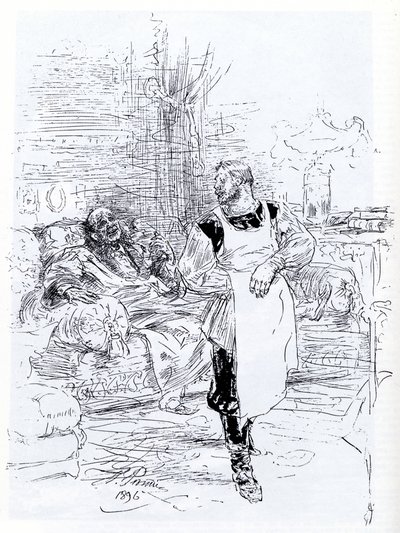 Kuvitus Leo Tolstoin romaanille Ivan Iljitšin kuolema, 1896 tekijältä Ilya Efimovich Repin