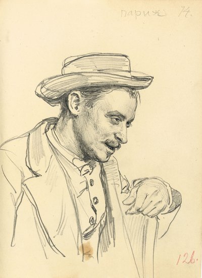 Mies, jolla on hattu profiilissa, c. 1872-1875 tekijältä Ilya Efimovich Repin