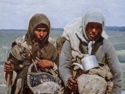 hurskaat NAISET pyhiinvaellusmatkalla (yksityiskohta) tekijältä Ilya Efimovich Repin
