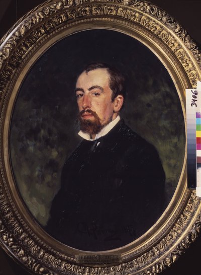Taiteilija Vasili Polenovin (1844-1927) muotokuva. Ilja Jefimovitš Repinin (Ilia Repin) (1844-1930) maalaus öljy kankaalle tekijältä Ilya Efimovich Repin
