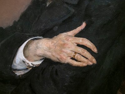 Pavel Mihailovich Tretjakovin muotokuva (yksityiskohta) tekijältä Ilya Efimovich Repin