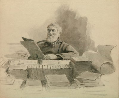 Muotokuva kirjailijasta Dmitri Grigorovich 1822-1899, 1894 tekijältä Ilya Efimovich Repin