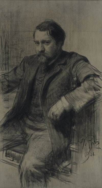 Taidemaalari Valentin Aleksandrovich Serovin muotokuva 1865-1911, 1901 tekijältä Ilya Efimovich Repin