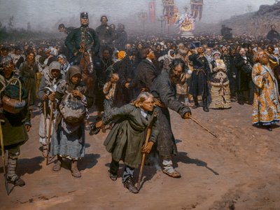 USKONNOLLINEN PROSESSIO KURSKIN MAAKUNNASSA (yksityiskohta) tekijältä Ilya Efimovich Repin