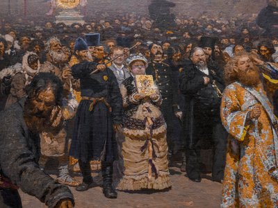 USKONNOLLINEN PROSESSIO KURSKIN MAAKUNNASSA (yksityiskohta) tekijältä Ilya Efimovich Repin