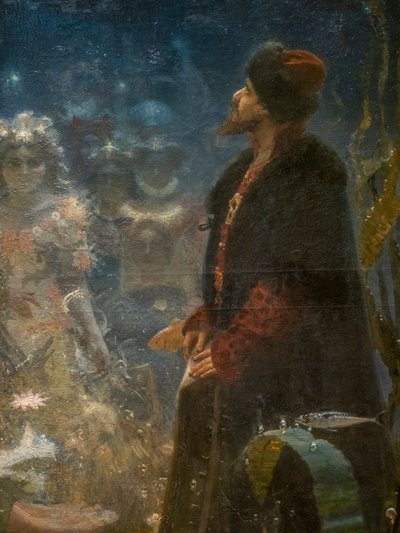 SADKO VEDENALAISESSA KUNINGASKUNNASSA (yksityiskohta) tekijältä Ilya Efimovich Repin