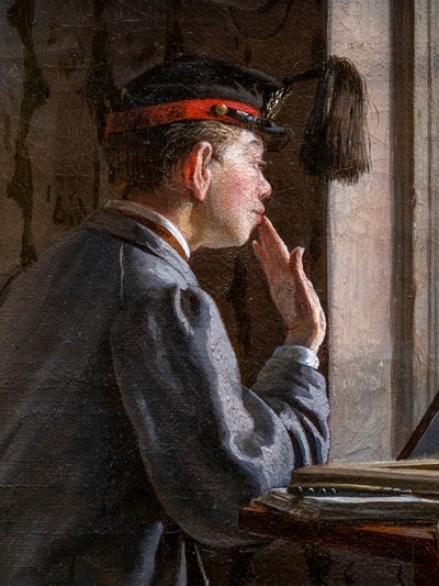 OPISKELIJAT VALMISTUVAT KOKEEEN (yksityiskohta) tekijältä Ilya Efimovich Repin