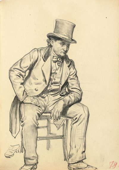 Istuva mies, käsi nojaa jalkaansa, n. 1872-1875 tekijältä Ilya Efimovich Repin