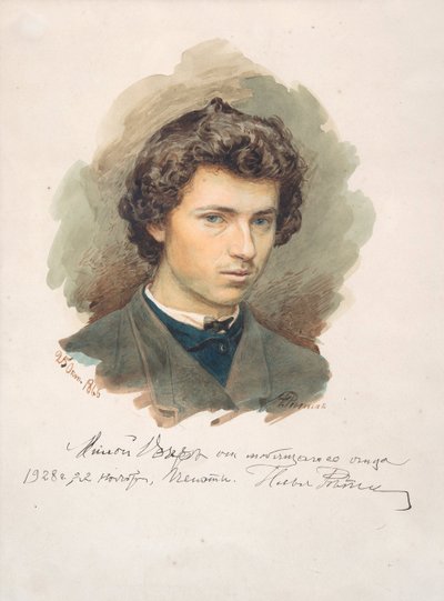 Omakuva - Repin, Ilja Jefimovitš (1844-1930) - 1866 - Vesiväri paperille - 35x26 - Yksityiskokoelma tekijältä Ilya Efimovich Repin