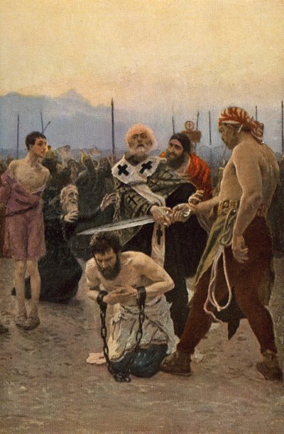 Pyhä Nikolaus Myran pelastaa kolme viatonta kuolemalta tekijältä Ilya Efimovich Repin