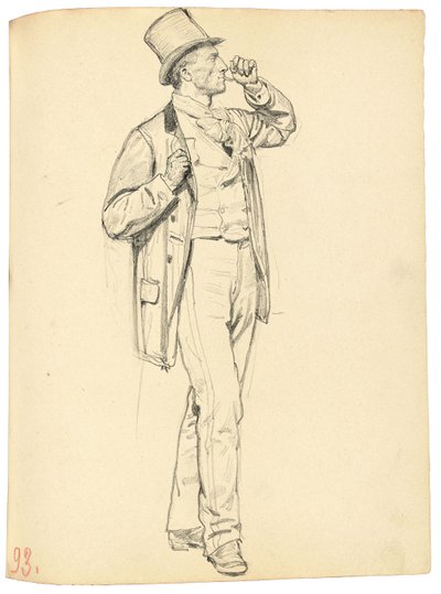 Tutkimus "Pariisilaiseen kahvilaan": Seisova mies koholla, n. 1872-1875 tekijältä Ilya Efimovich Repin