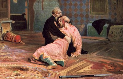 Ivan Julma ja hänen poikansa Ivan 16. marraskuuta 1581 tekijältä Ilya Efimovich after Repin