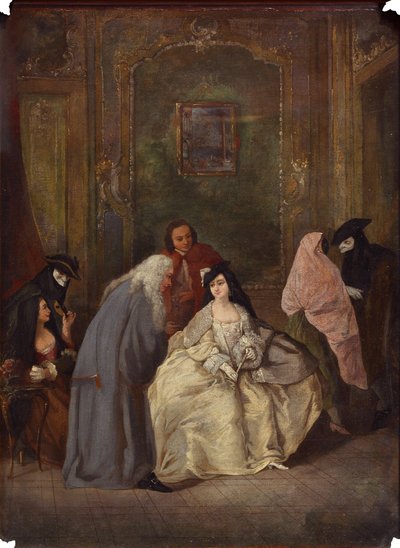 Syyttäjän ja hänen vaimonsa kokous tekijältä Imitator of Pietro Longhi