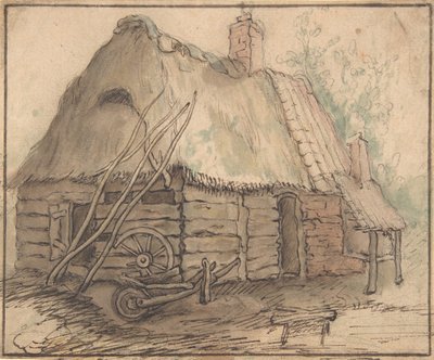 Maatilarakennus, 1500-luvun loppu - 1600-luvun puoliväli. tekijältä In the manner of Abraham Bloemaert.