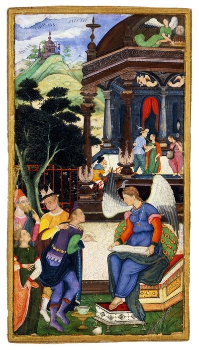 Enkeli keskustelemassa eurooppalaisten kanssa, c. 1610 tekijältä Indian Art