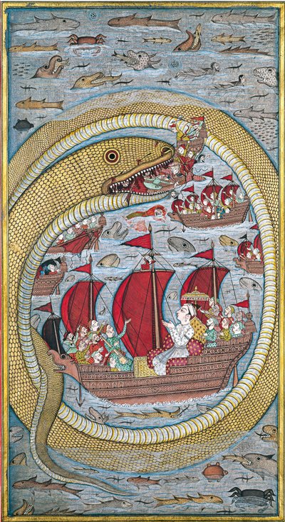 Merikäärme nielee kuninkaallisen laivaston, 1670 tekijältä Indian Art