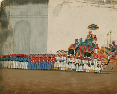 Sulttaani ratsastaa norsulla, n. 1800 tekijältä Indian Art