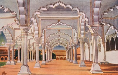 Diwan-I-Am ja sisäinen valtaistuin Agran linnoituksessa (värikuva). tekijältä Indian photographer