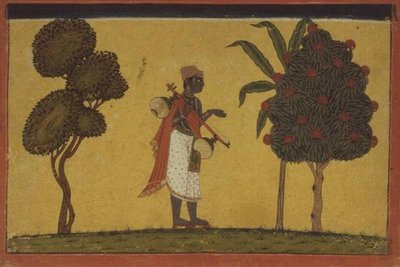 47.19/134 Madhavanala viiniköynnöksen kanssa metsässä Madhavanala Kamakandala -sarjasta, Bilaspur, Pahari School tekijältä Indian School