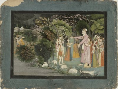 51.20728 Nanda pyytää Radhaa saattamaan Krishnan kotiin Gita Govindasta, Garhwalista, Paharin koulusta, 1790 tekijältä Indian School